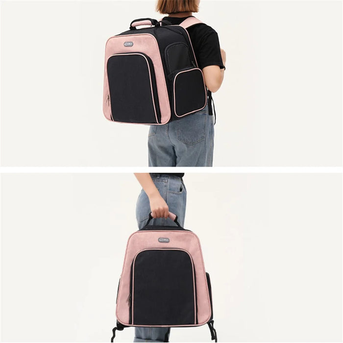 LDLC QS-052 Portable Travel Breathable Pet Gift Carrier Backpack Expandable Folding Dog Cat Carrying Trolley Bag - Dark Blue - 3