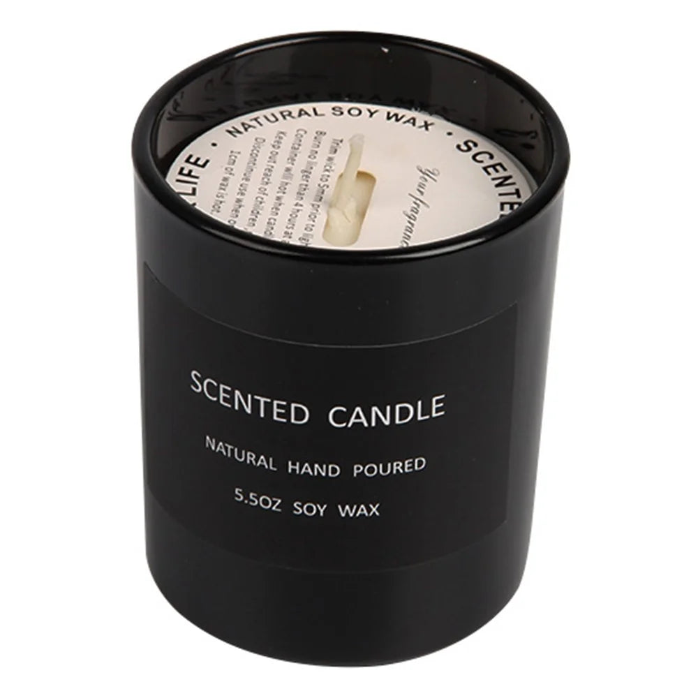XY004 Black Glass Jar Scented Candle Long Lasting Fragrance Natural Soy Wax Aromatherapy - Wild Bluebell - 1