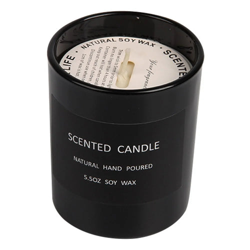 XY004 Black Glass Jar Scented Candle Long Lasting Fragrance Natural Soy Wax Aromatherapy - Wild Bluebell - 1