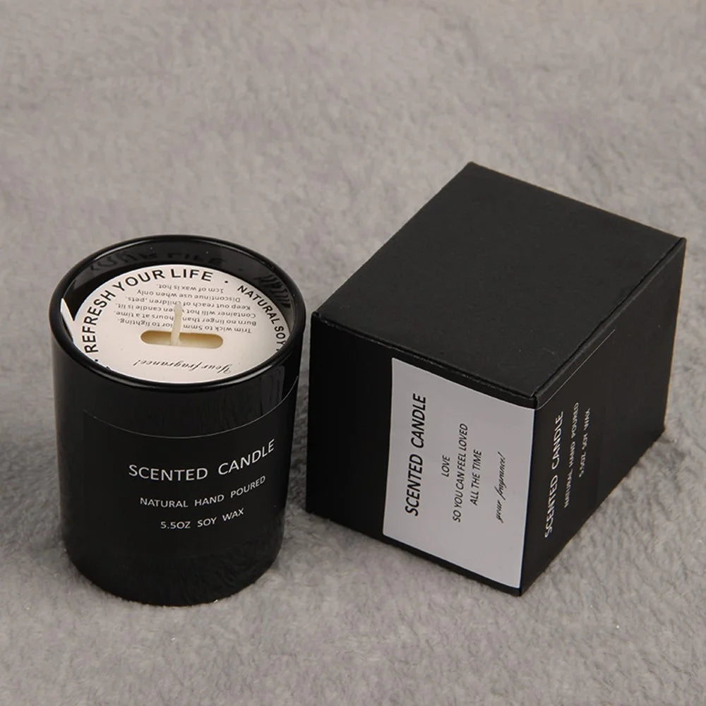 XY004 Black Glass Jar Scented Candle Long Lasting Fragrance Natural Soy Wax Aromatherapy - Wild Bluebell - 5
