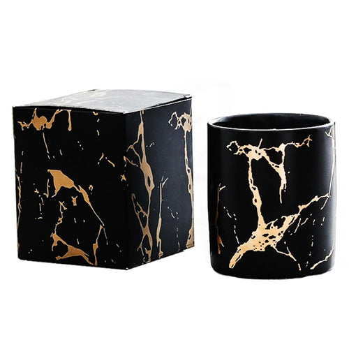 XY-2933 Scented Candle Gold Marble Pattern Nordic Style Ceramic Bottle Jar Candle Aromatherapy Home Decoration - Blackberry /  Laurus - 1