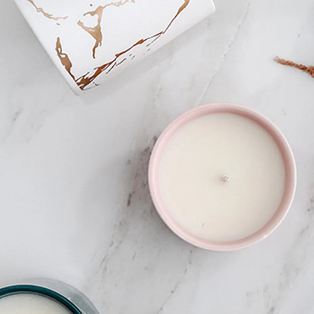 XY-2933 Scented Candle Gold Marble Pattern Nordic Style Ceramic Bottle Jar Candle Aromatherapy Home Decoration - Blackberry /  Laurus - 4
