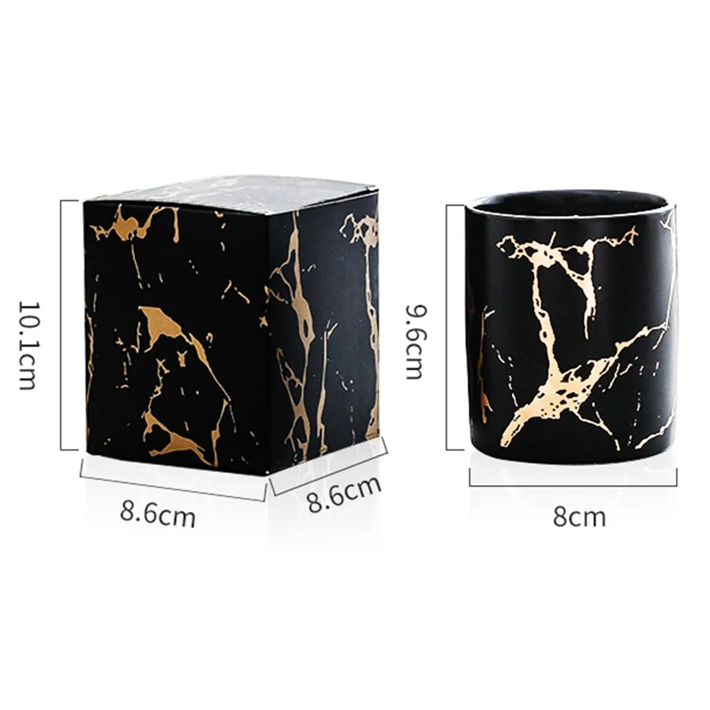 XY-2933 Scented Candle Gold Marble Pattern Nordic Style Ceramic Bottle Jar Candle Aromatherapy Home Decoration - Blackberry /  Laurus - 7