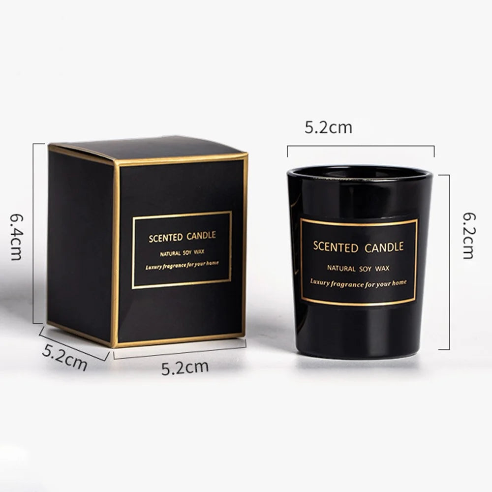 XY132 Scented Candle Long Lasting Fragrance Natural Soy Wax Aromatherapy with Black Glass Jar (Size: S) - Wild Bluebell - 6