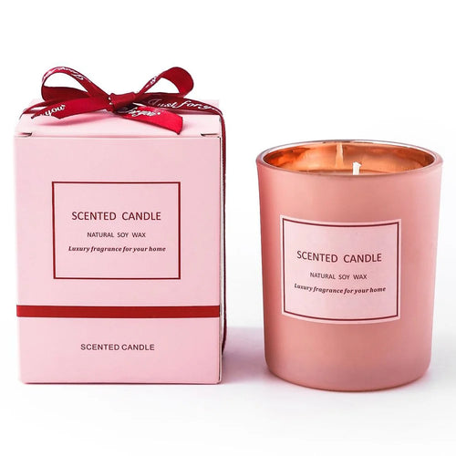 XY187 Electroplating Pink Glass Jar Fragrance Scented Candle Home Decor Gift Soy Wax Aromatherapy Candle - Gardenia - 1