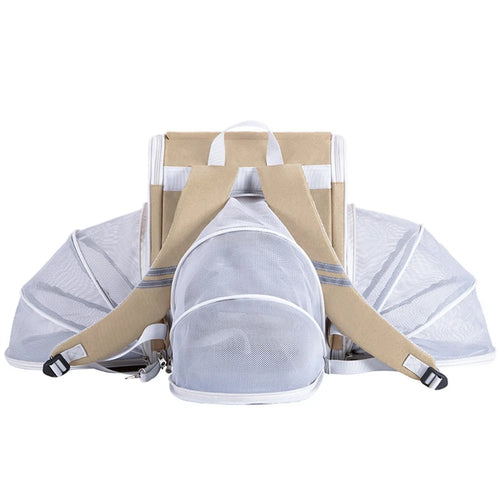 DODOPET BC Series Pet Carrier Backpack Oxford Cloth Breathable Mesh Pet Gift Travel Bag for Small Dogs Cats - Expandable Style / Khaki - 1