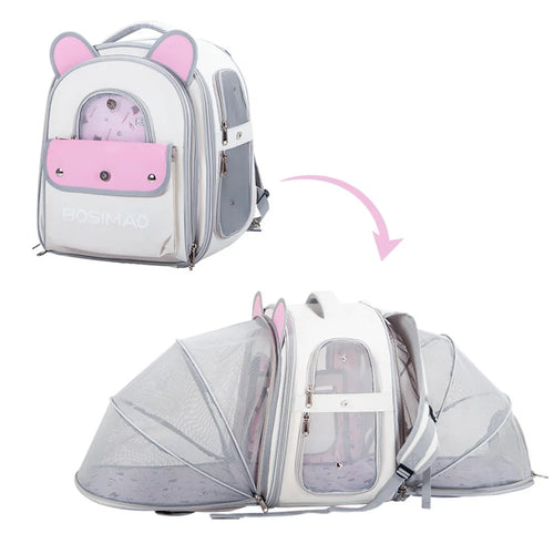 BAOSIMAO BD Series Cat Backpack Carrier Dual Sides Expandable Breathable Pet Gift Backpack - Beige - 1