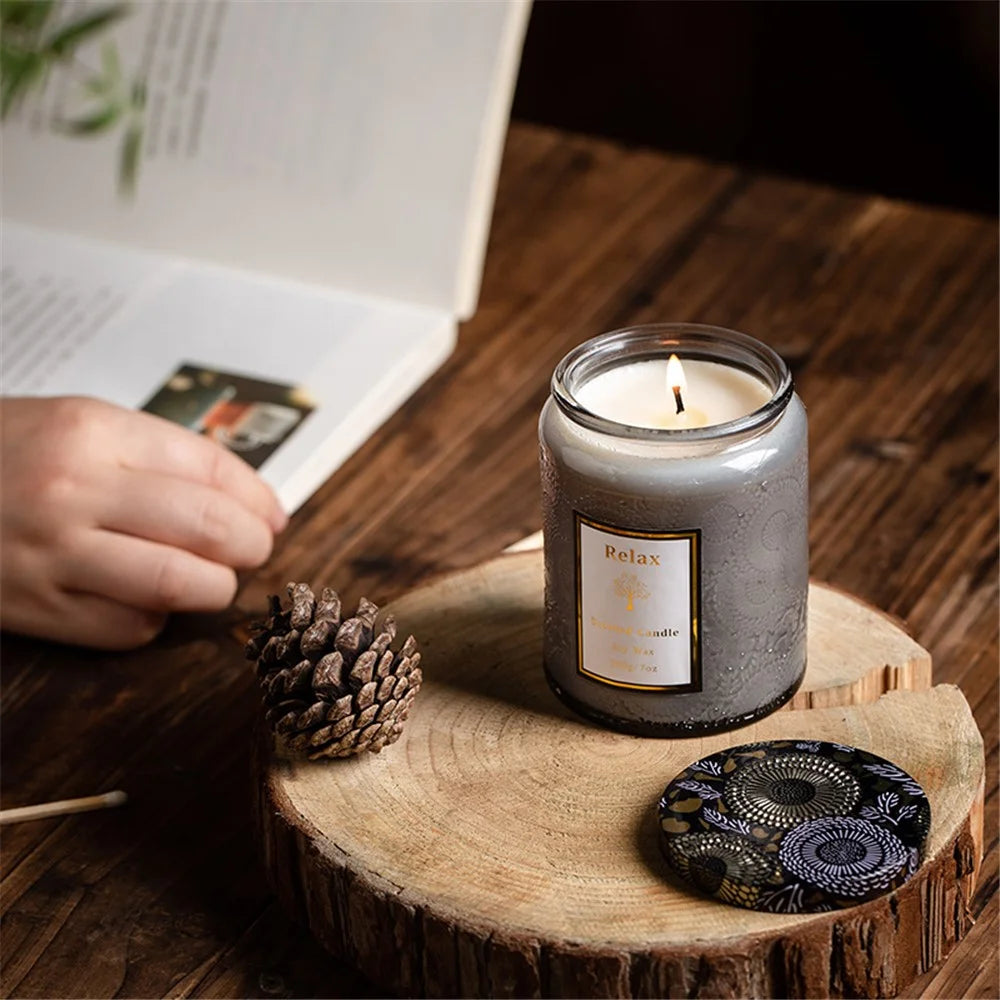 XY-_MG_2451 Scented Candle 40H Long Lasting Soy Wax Glass Jar Candle Aromatherapy Gift - Juniper / Lavender - 3