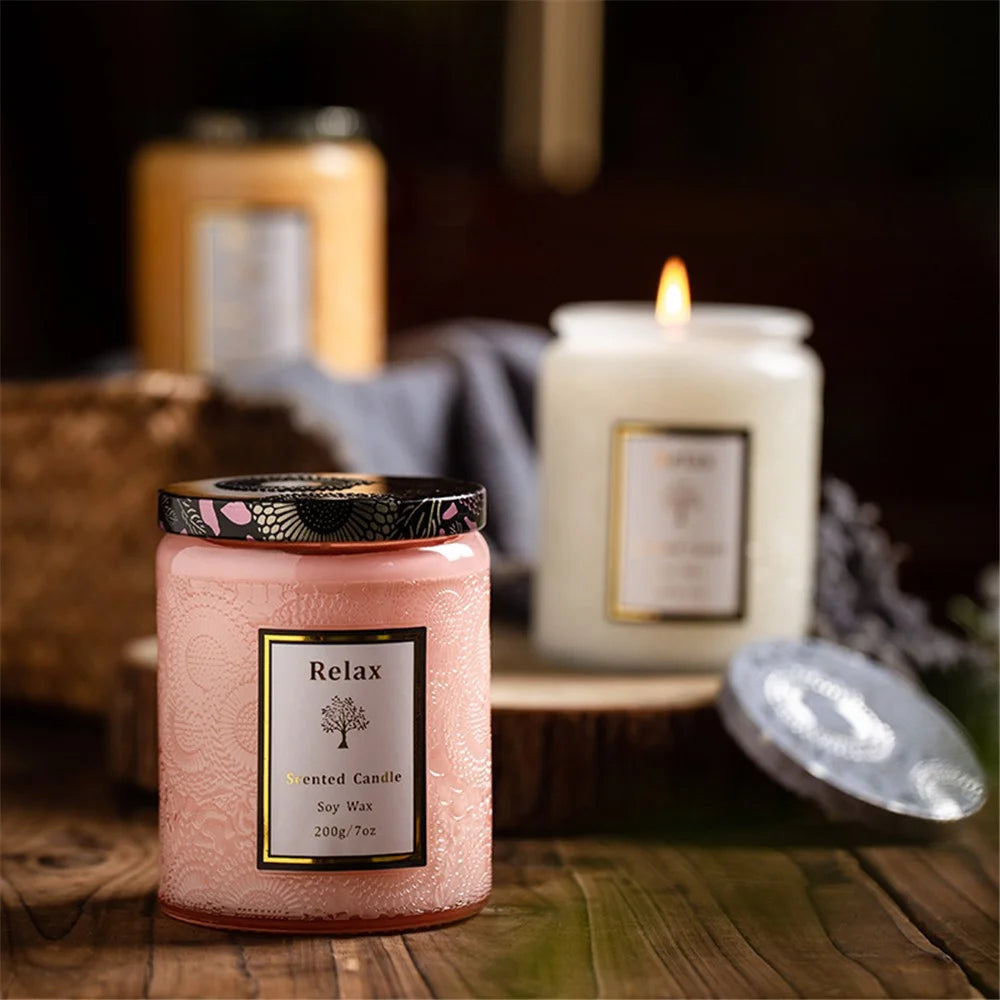 XY-_MG_2451 Scented Candle 40H Long Lasting Soy Wax Glass Jar Candle Aromatherapy Gift - Juniper / Lavender - 5