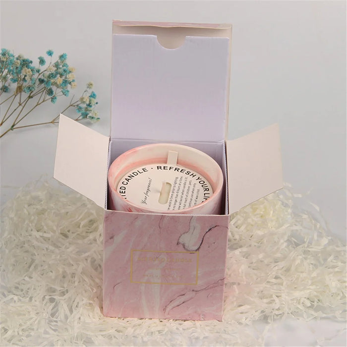 XY186 Scented Candle Ceramic Cup Soy Wax Soy Wax Candle Home Fragrance Decor Gift - Sakura / Tea - 4