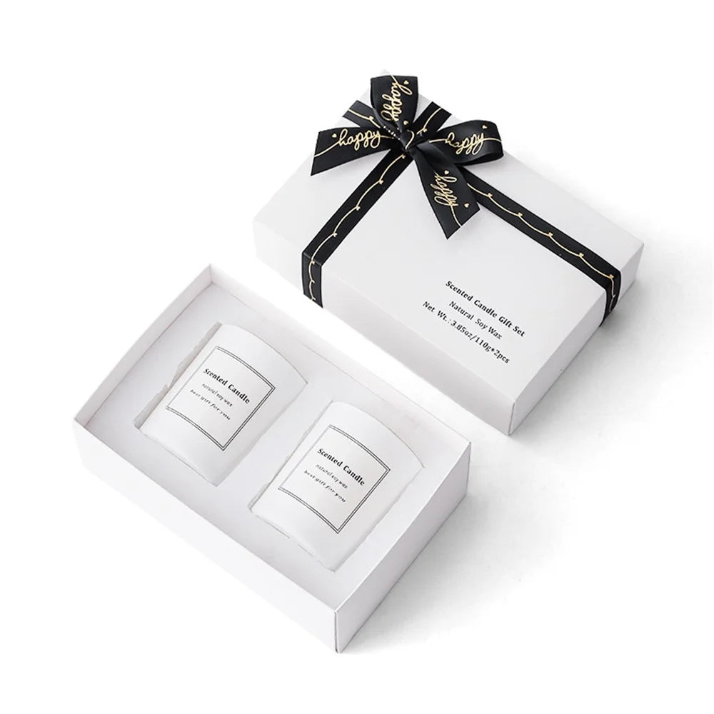 XY-8924 2Pcs Scented Candles Gift Set Smokeless Fragrance Soy Wax Candles - Rose+Magnolia - 1