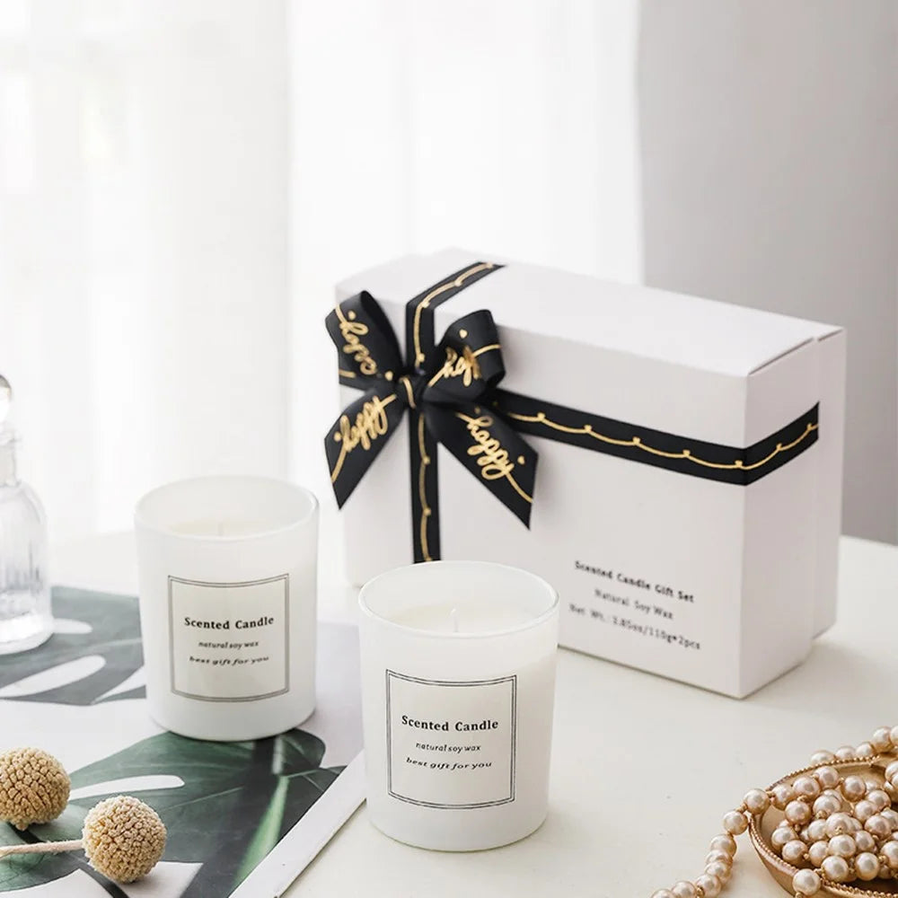 XY-8924 2Pcs Scented Candles Gift Set Smokeless Fragrance Soy Wax Candles - Rose+Magnolia - 2