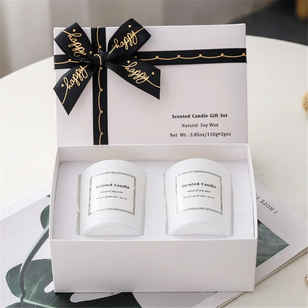 XY-8924 2Pcs Scented Candles Gift Set Smokeless Fragrance Soy Wax Candles - Rose+Magnolia - 7