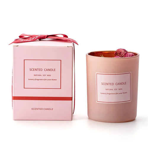 XY202104202 Dried Flower Scented Candle Aromatherapy Soy Wax Home Candles Pink Atmosphere - Ground - 1