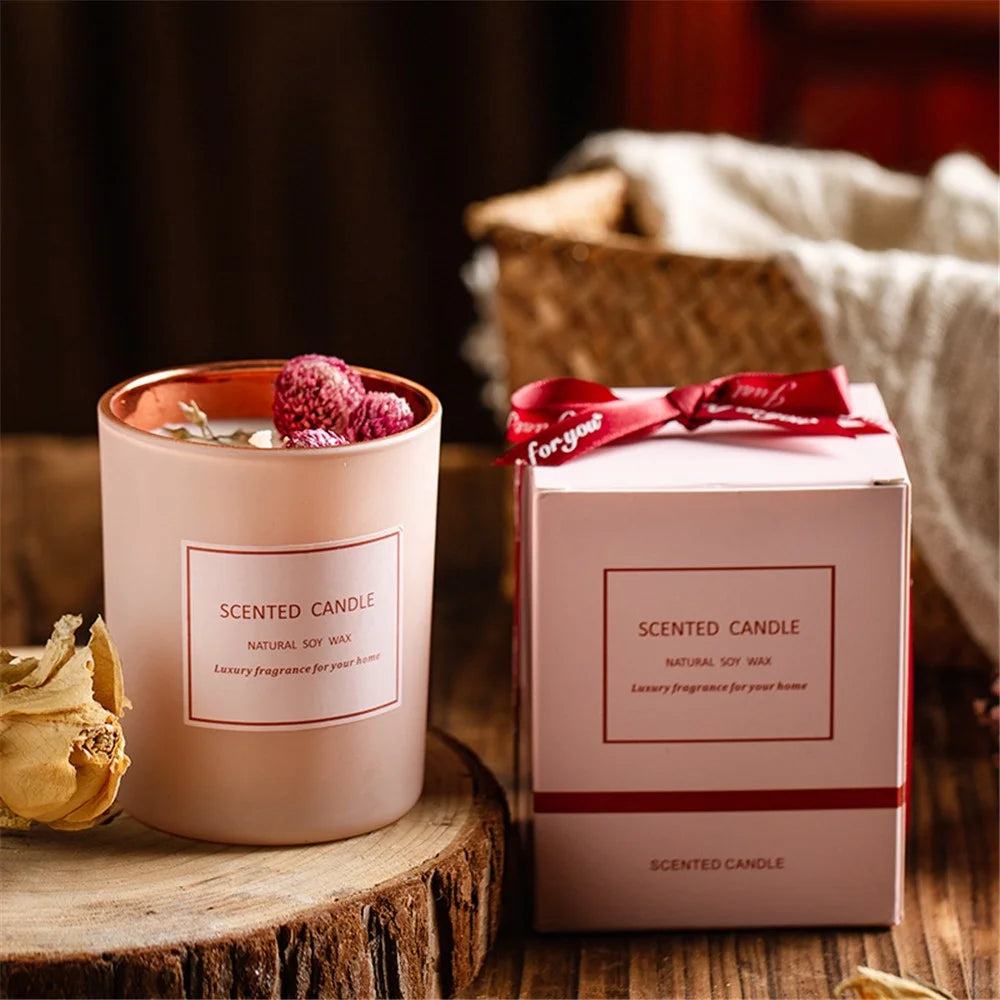 XY202104202 Dried Flower Scented Candle Aromatherapy Soy Wax Home Candles Pink Atmosphere - Ground - 5