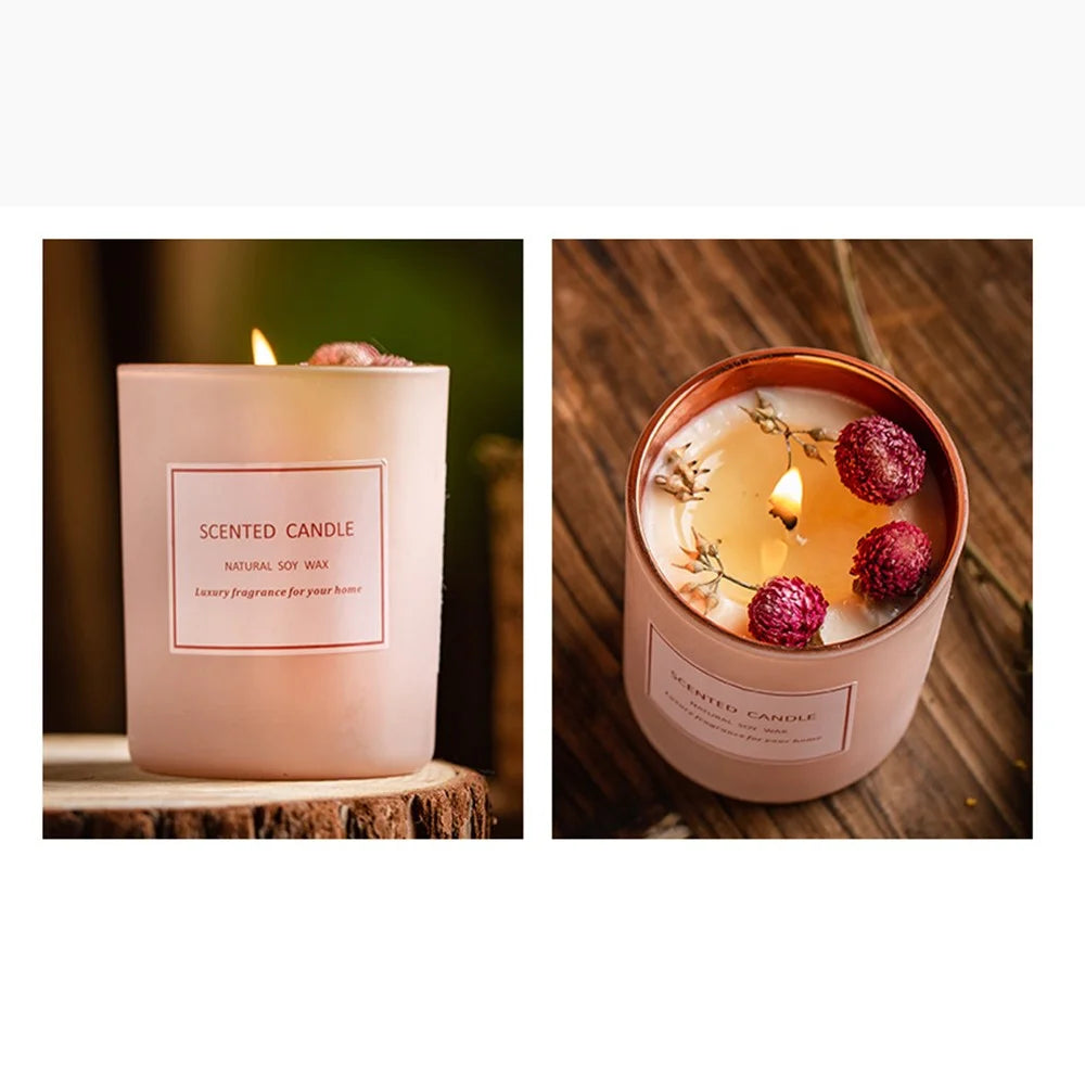 XY202104202 Dried Flower Scented Candle Aromatherapy Soy Wax Home Candles Pink Atmosphere - Ground - 6