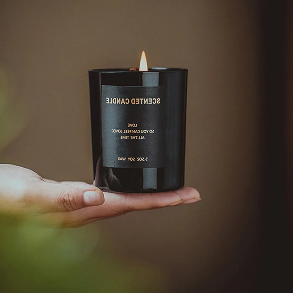 XY-20200902 Scented Candles Black Jar Soy Wax Candles Gift Relaxing Stress - Peony / Blush Suede - 2