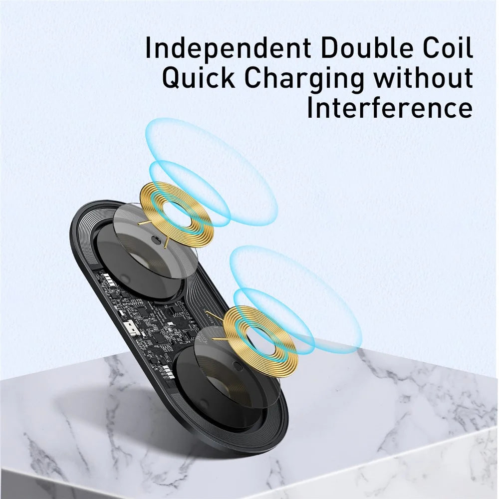 BASEUS Simple 2-IN-1 Wireless Charger Pro Version + Type-C Charing Cable - Black - 3