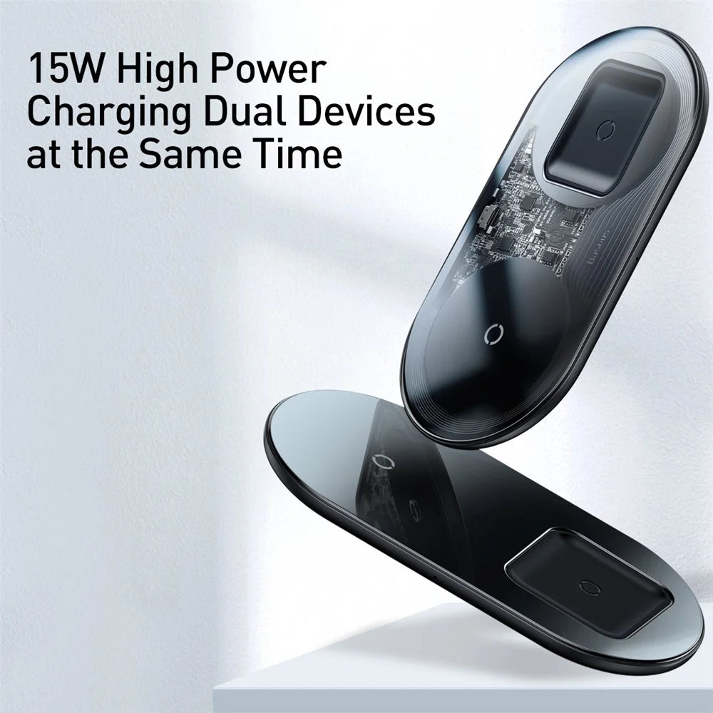 BASEUS Simple 2-IN-1 Wireless Charger Pro Version + Type-C Charing Cable - Black - 4