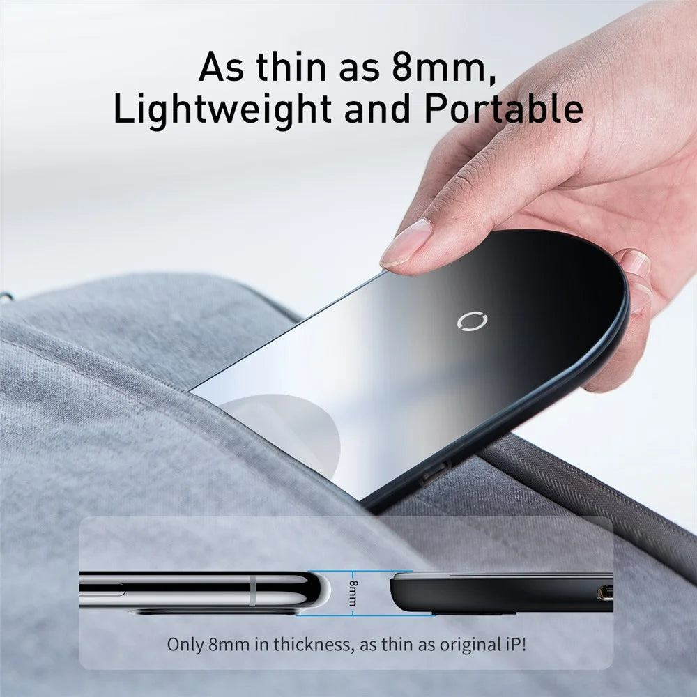 BASEUS Simple 2-IN-1 Wireless Charger Pro Version + Type-C Charing Cable - Black - 5