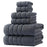 6 Piece Cotton Towel Set Highly Absorbent 2 Bath Towels + 2 Hand Towels + 2 Washcloths - Grey - 1