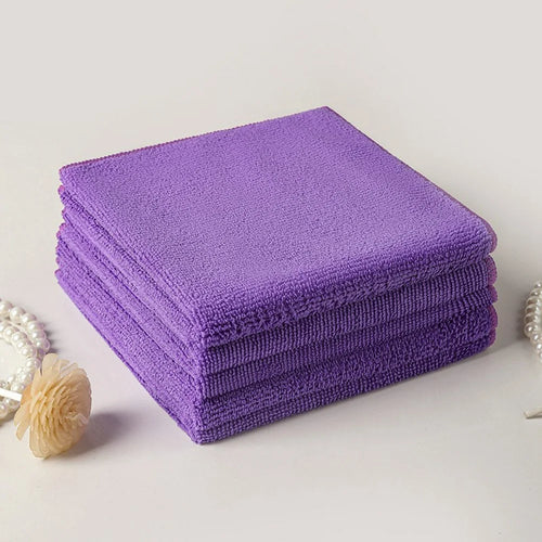 40X40CM Microfiber Cleaning Cloth Super Water-Absorbent Towel Washable Reusable Cleaning Towels for Home Kitchen Car - Purple - 1