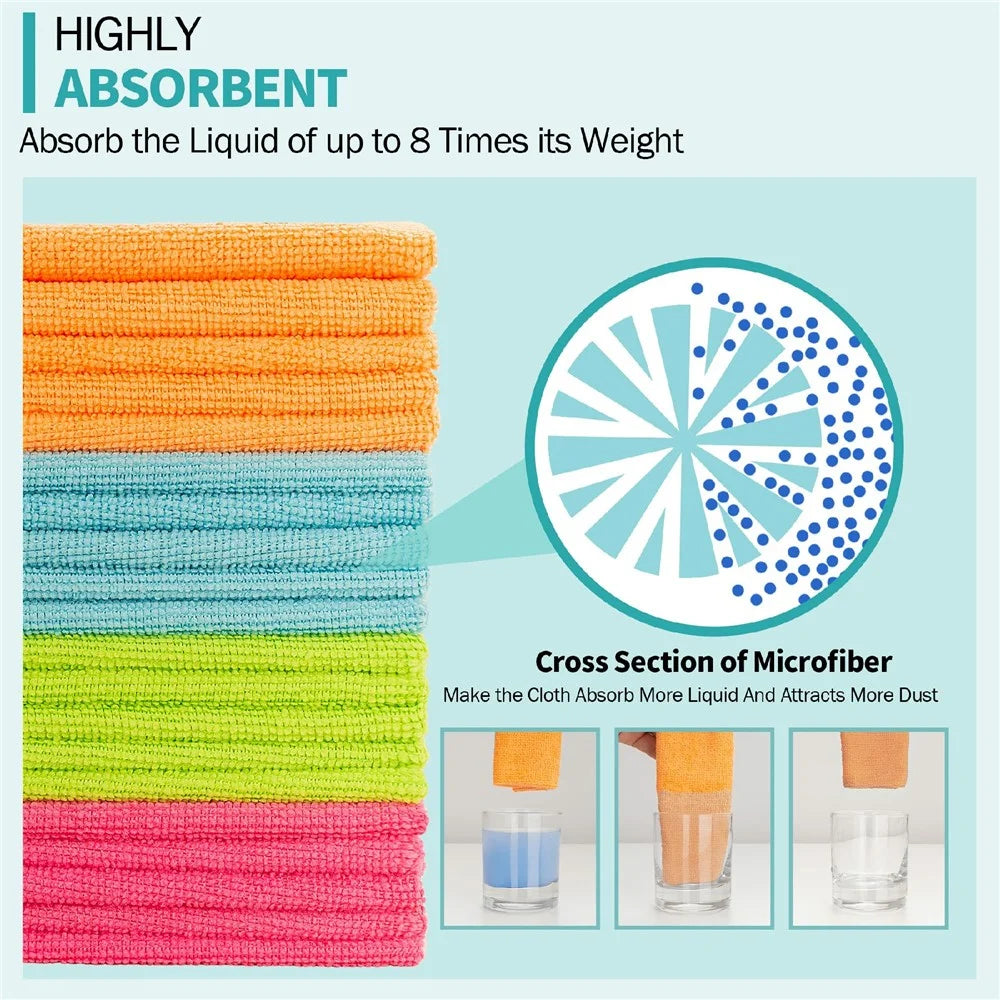 40X40CM Microfiber Cleaning Cloth Super Water-Absorbent Towel Washable Reusable Cleaning Towels for Home Kitchen Car - Purple - 3
