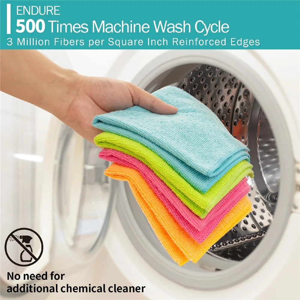 40X40CM Microfiber Cleaning Cloth Super Water-Absorbent Towel Washable Reusable Cleaning Towels for Home Kitchen Car - Purple - 4