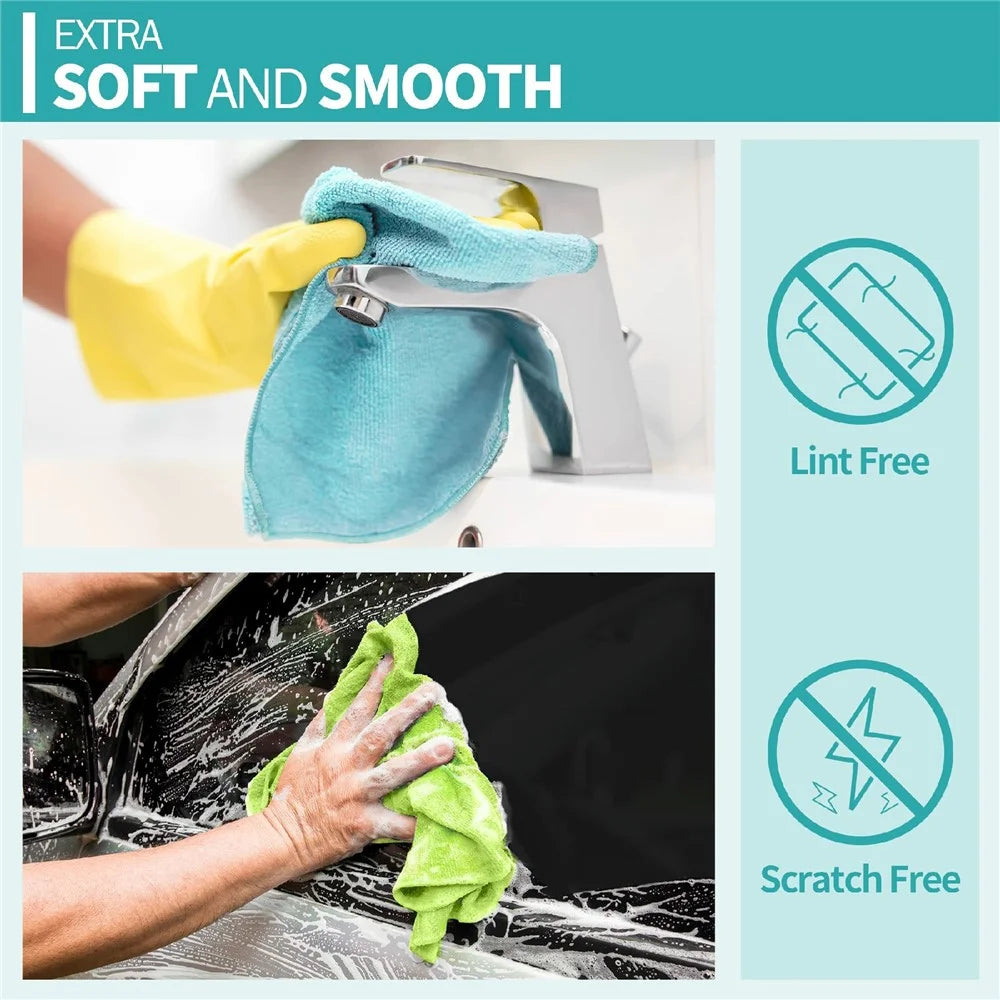 40X40CM Microfiber Cleaning Cloth Super Water-Absorbent Towel Washable Reusable Cleaning Towels for Home Kitchen Car - Purple - 5