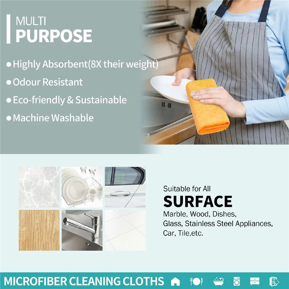 40X40CM Microfiber Cleaning Cloth Super Water-Absorbent Towel Washable Reusable Cleaning Towels for Home Kitchen Car - Purple - 7