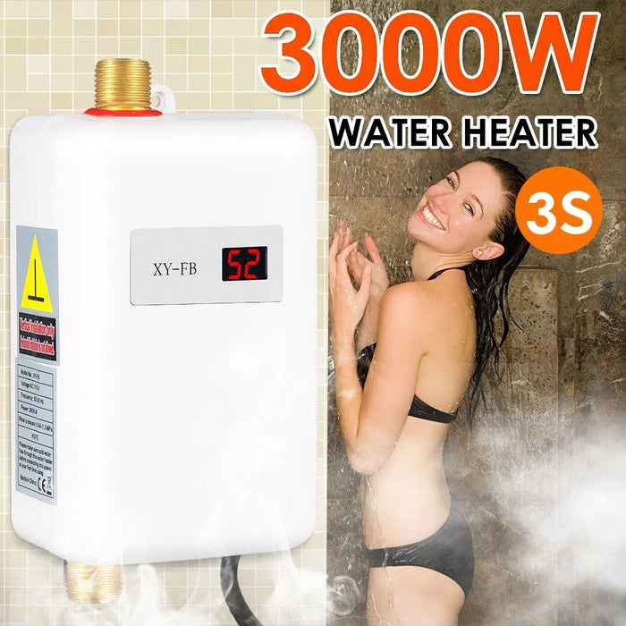 Kitchen Mini Fast Heating Electric Water Hearer Constant Temperature Instant Water Heater, 3800W EU Plug 220V - Black - 5