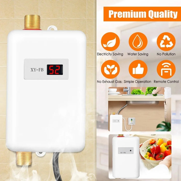 Kitchen Mini Fast Heating Electric Water Hearer Constant Temperature Instant Water Heater, 3800W EU Plug 220V - Black - 6