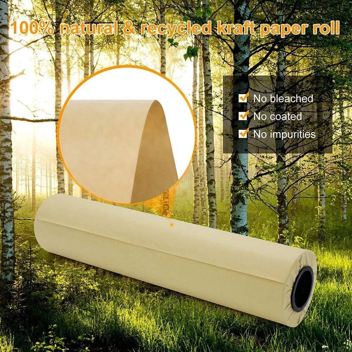 38cm Width Kraft Paper DIY Gift Wrapping Moving Supplies Craft Packing Roll, Length: 10m - Light Brown - 2
