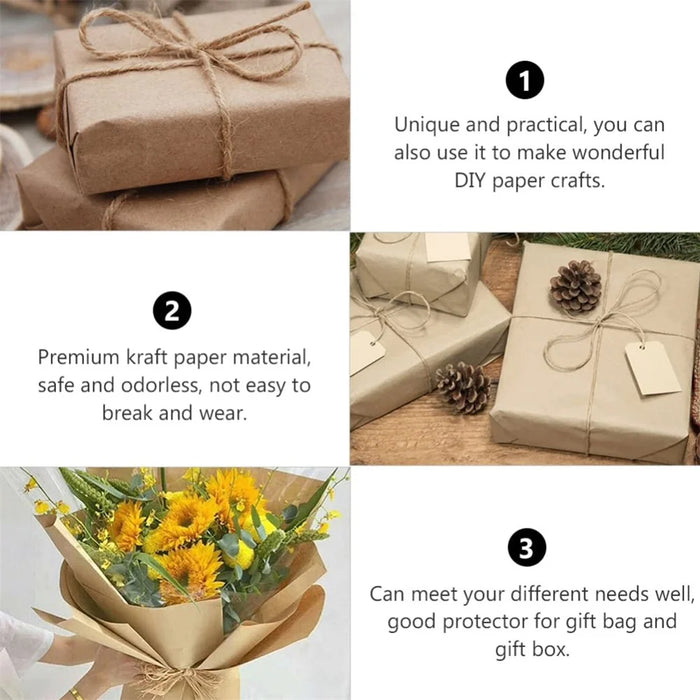 38cm Width Kraft Paper DIY Gift Wrapping Moving Supplies Craft Packing Roll, Length: 10m - Light Brown - 3