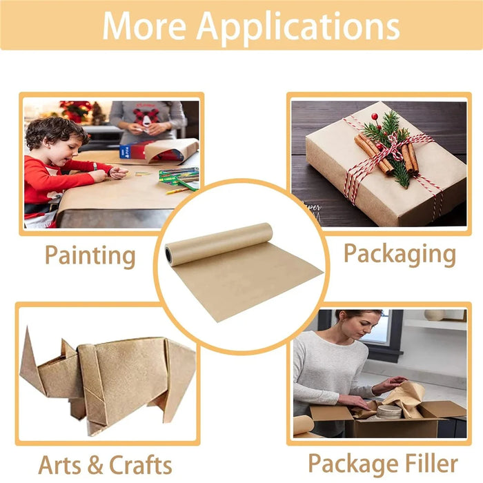 38cm Width Kraft Paper DIY Gift Wrapping Moving Supplies Craft Packing Roll, Length: 10m - Light Brown - 5