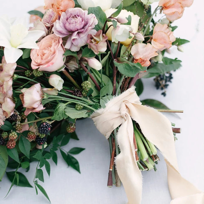 3 Rolls Handmade Frayed Edged Chiffon Ribbon for Wedding Invitation Wrapping Bouquets Decor - Style A - 2