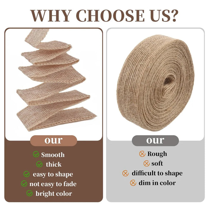 75mm Width Artificial Burlap Ribbon with Wired Edge Christmas Gift Packing DIY Crafts Wrapping Material - 4