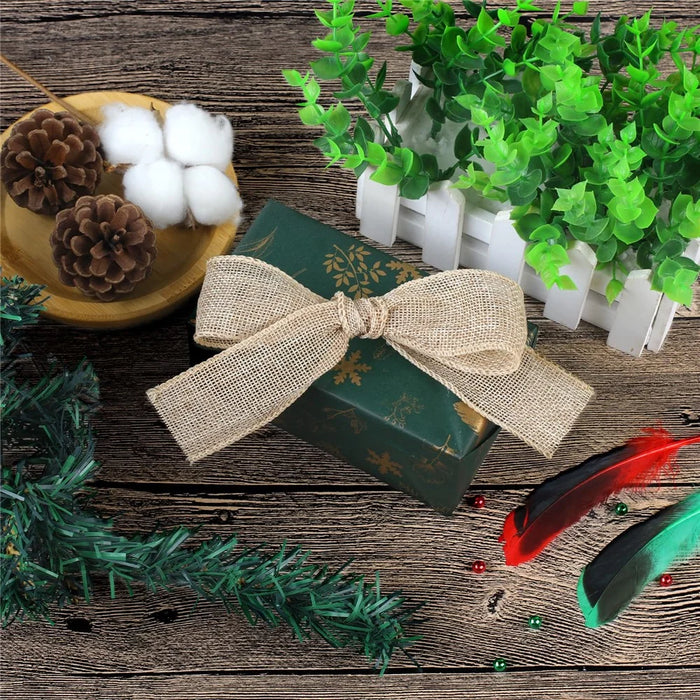 75mm Width Artificial Burlap Ribbon with Wired Edge Christmas Gift Packing DIY Crafts Wrapping Material - 7