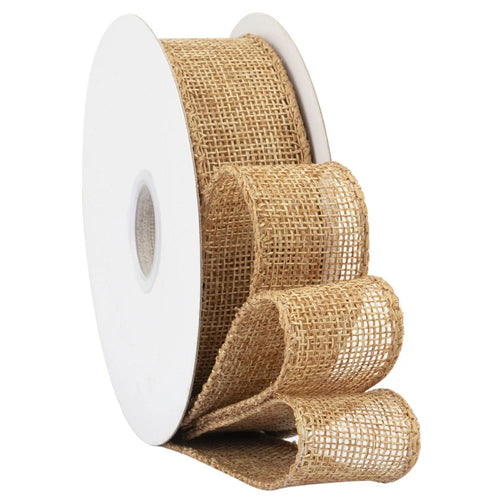 25mm Width Artificial Burlap Ribbon with Wired Edge Christmas Gift Packing DIY Crafts Wrapping Material - 1