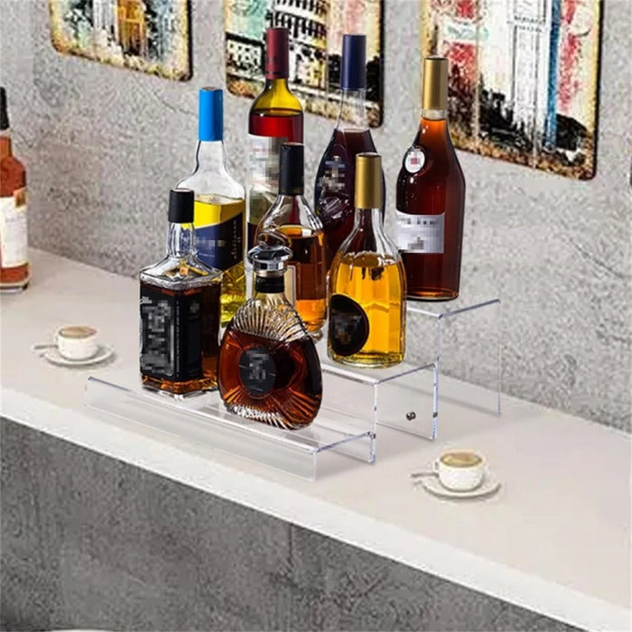 Transparent Acrylic 3-Tier Wine Bottle Holder Rack Display Shelf for Mugs Vases Organization - 2