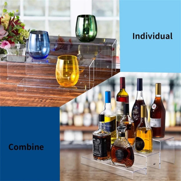 Transparent Acrylic 3-Tier Wine Bottle Holder Rack Display Shelf for Mugs Vases Organization - 3