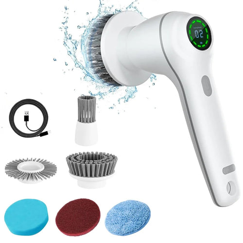 Electric Cleaning Brush Handheld Rechargeable Spin Scrubber for Home Cleaning with 8 Replaceable Heads - 1