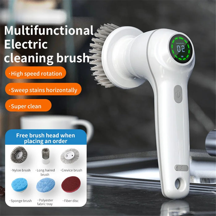 Electric Cleaning Brush Handheld Rechargeable Spin Scrubber for Home Cleaning with 8 Replaceable Heads - 2
