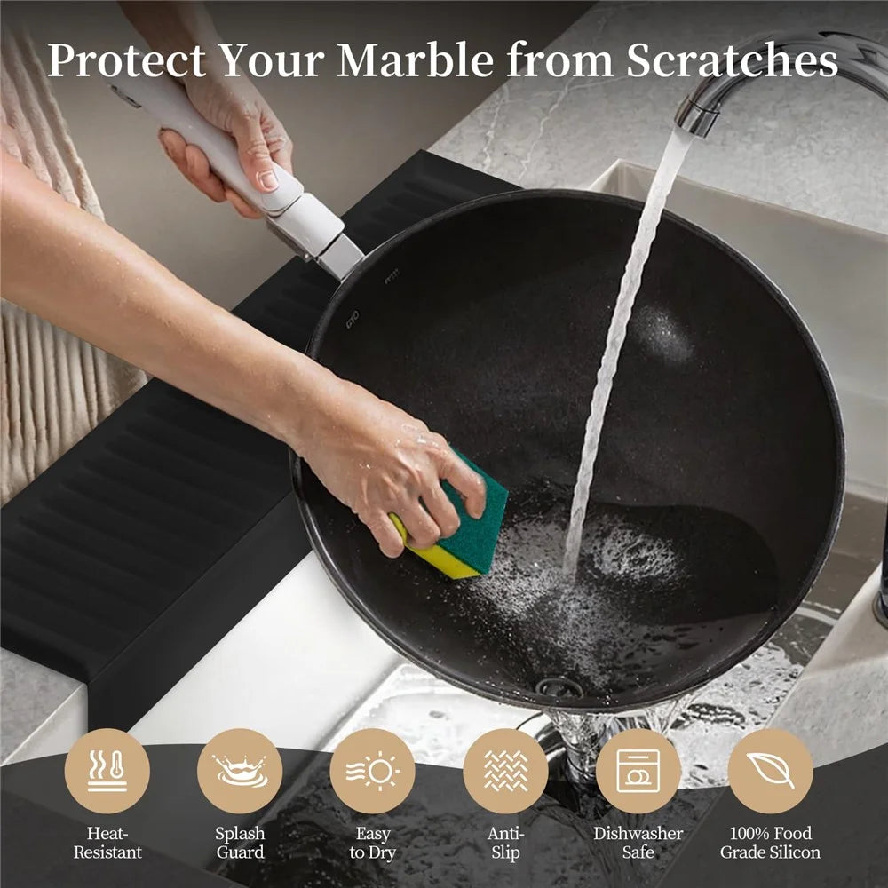 Kitchen Bathtub Sink Edge Silicone Water Baffle Cuttable Prevent Splashing Water Barrier - Black - 3