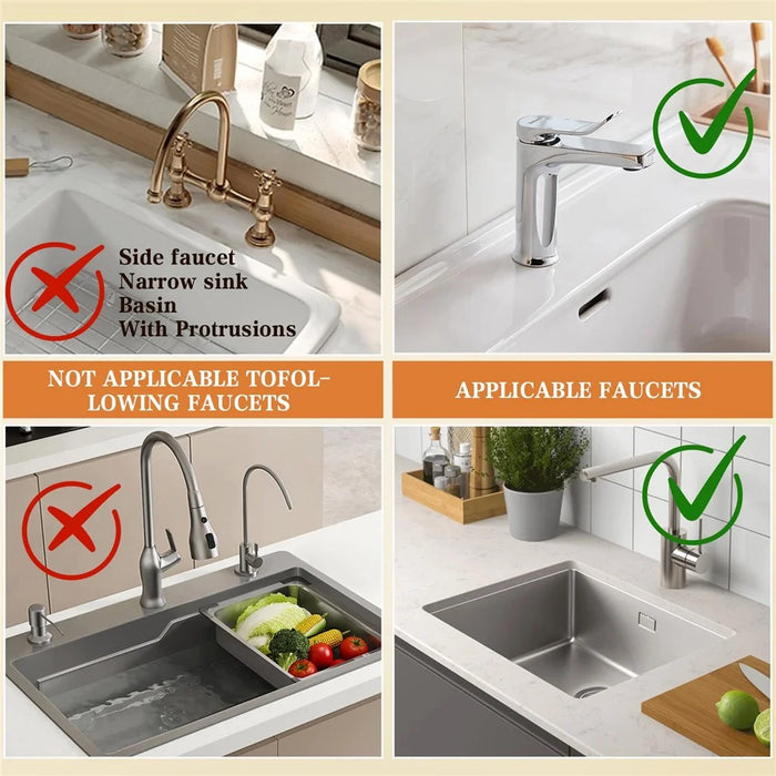 Silicone Faucet Splash Guard Mat Faucet Sink Drying Mat Dish Sponge Holder for Home Kitchen - Grey - 5