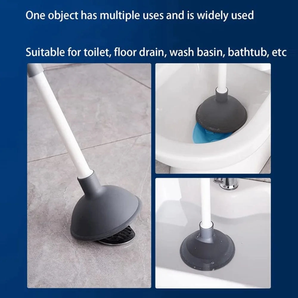 Long Handle Toilet Cleaner Brush Plunger Bathroom Cleaning Tool with Holder Base Set - 4