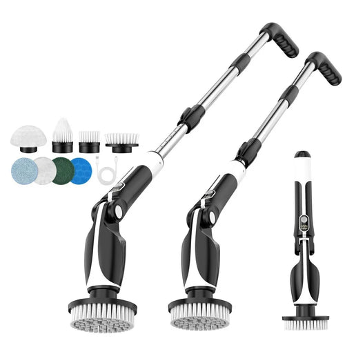Electric Scrubber for Cleaning Spin Scrubber with Long Handle and 8 Replaceable Brush Heads - 1