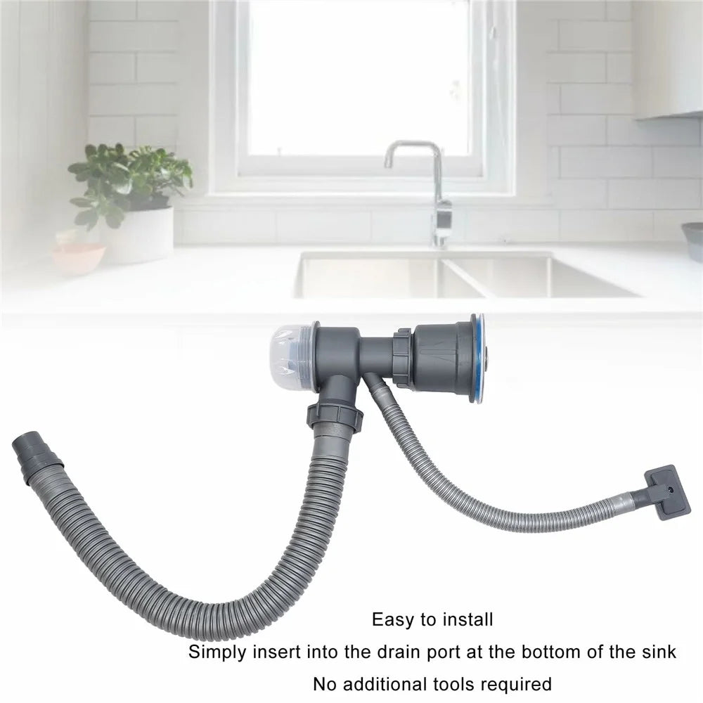 One Sink Drain Kit Sink Flexible Sink Drain Pipe with Anti-Odor Sealing - 2