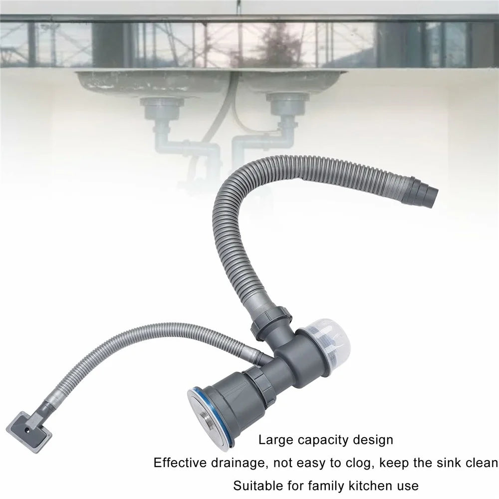 One Sink Drain Kit Sink Flexible Sink Drain Pipe with Anti-Odor Sealing - 4