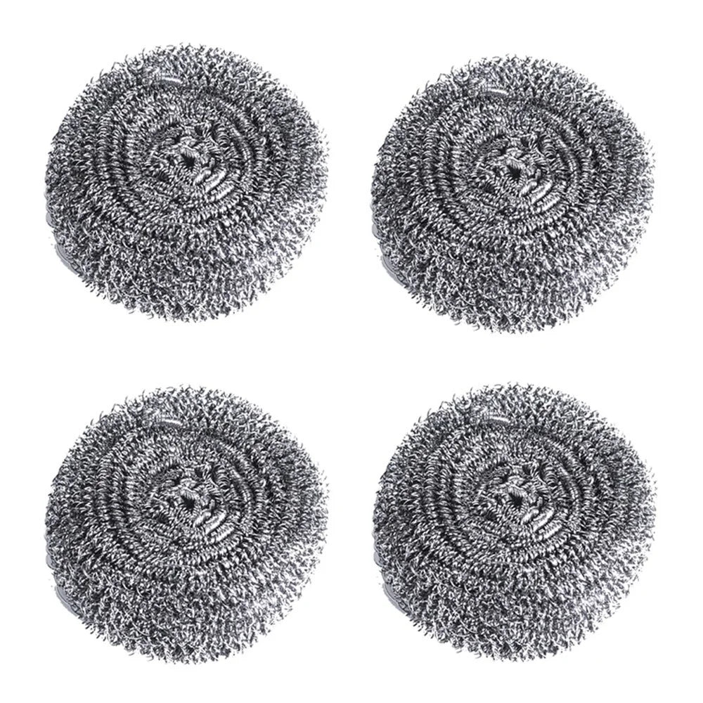 4Pcs Stainless Steel Cleaning Balls Kitchen Washing Pots Pans Rust Removal Wire Steel Brush Scrubber - 1